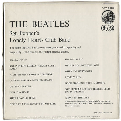 The Beatles : Sgt. Pepper's Lonely Hearts Club Band (Reel, 4tr Stereo, 7" Reel, Album)