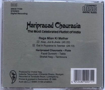 Hariprasad Chaurasia : The Most Celebrated Flutist Of India: Raga Mian Ki Malhar (CD, Album)