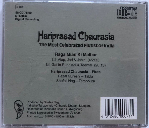Hariprasad Chaurasia : The Most Celebrated Flutist Of India: Raga Mian Ki Malhar (CD, Album)
