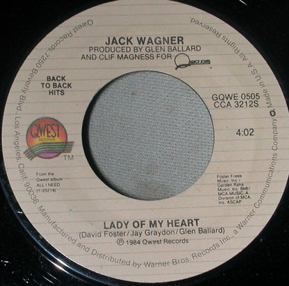 Jack Wagner : All I Need (7", Single, RE)