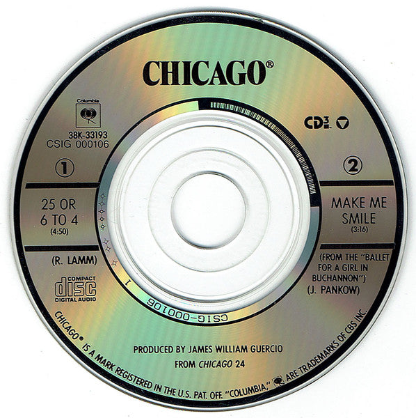 Chicago (2) : 25 or 6 to 4 / Make Me Smile (CD, Mini, Single)