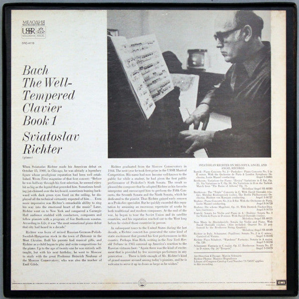Bach*, Sviatoslav Richter : The Well-Tempered Clavier, Book 1 (3xLP, Album, Win + Box)