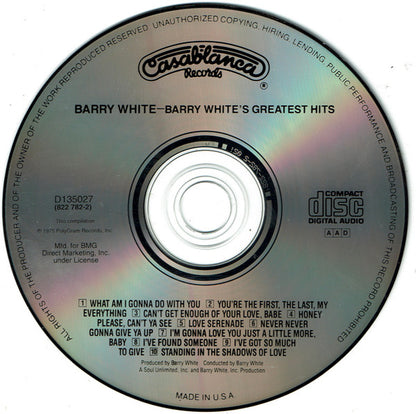 Barry White : Barry White's Greatest Hits (CD, Comp, Club, RE, BMG)