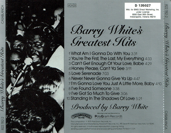 Barry White : Barry White's Greatest Hits (CD, Comp, Club, RE, BMG)