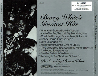 Barry White : Barry White's Greatest Hits (CD, Comp, Club, RE, BMG)