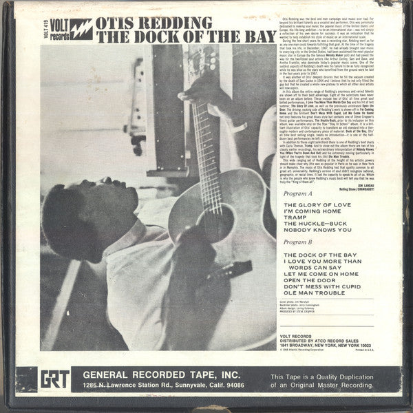 Otis Redding : The Dock Of The Bay (Reel, 4tr Stereo, 7" Reel, Album, GRT)