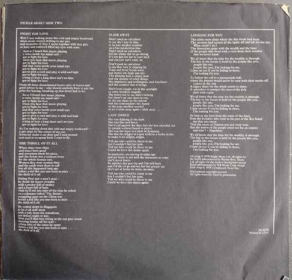 Sniff 'n' the Tears : Fickle Heart (LP, Album, SP)