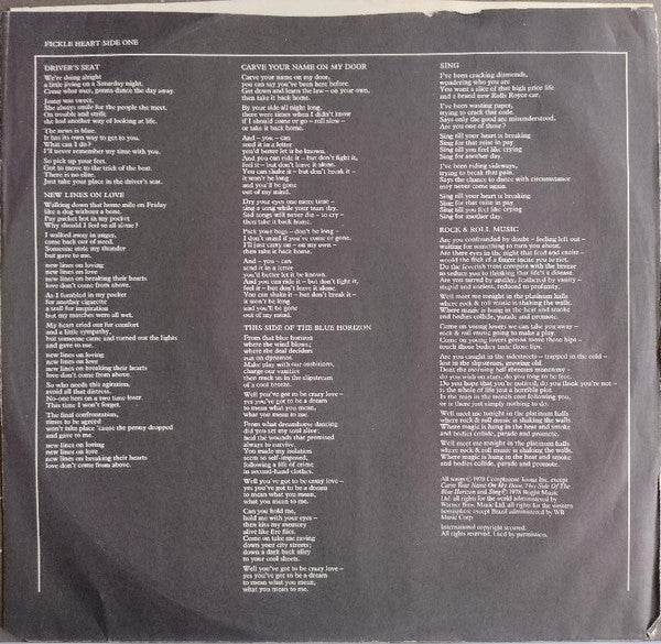 Sniff 'n' the Tears : Fickle Heart (LP, Album, SP)