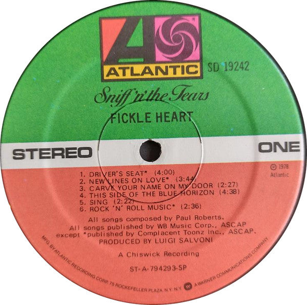 Sniff 'n' the Tears : Fickle Heart (LP, Album, SP)