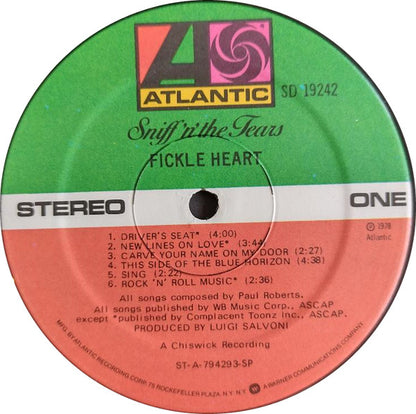 Sniff 'n' the Tears : Fickle Heart (LP, Album, SP)