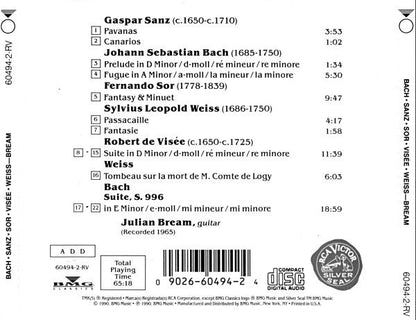 Julian Bream - Bach* • Sanz* • Sor* • Visée* • Weiss* : Baroque Guitar (CD, Album, RE, RP)