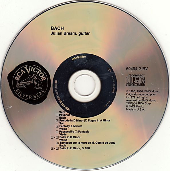 Julian Bream - Bach* • Sanz* • Sor* • Visée* • Weiss* : Baroque Guitar (CD, Album, RE, RP)