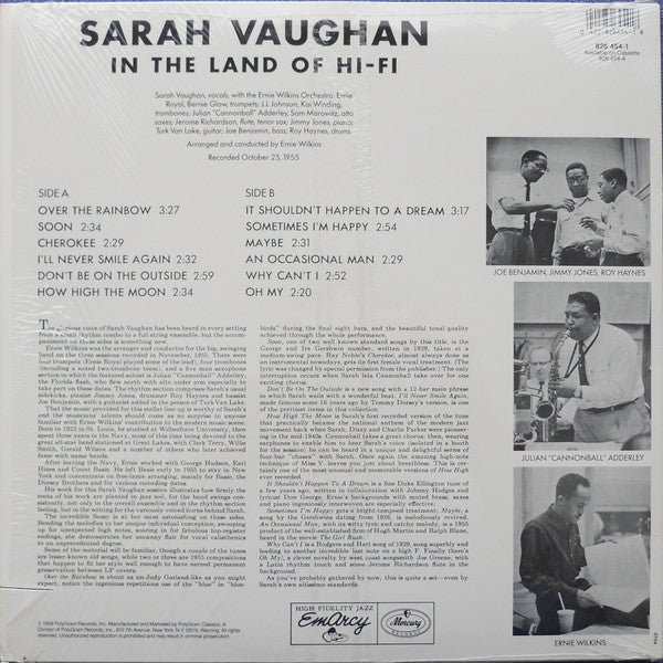 Sarah Vaughan : In The Land Of Hi-Fi (LP, Album, Mono, RE)