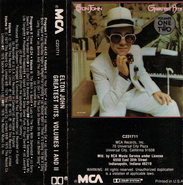 Elton John : Greatest Hits, Volumes I And II (Cass, Comp, Club)