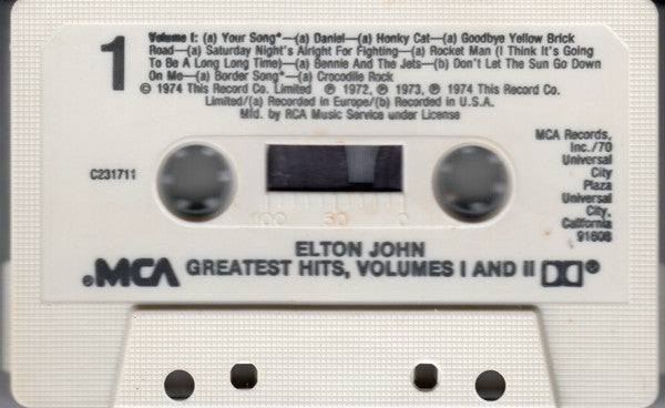 Elton John : Greatest Hits, Volumes I And II (Cass, Comp, Club)