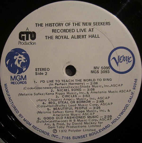 The New Seekers : The History Of The New Seekers Recorded Live At The Royal Albert Hall (LP, Album)