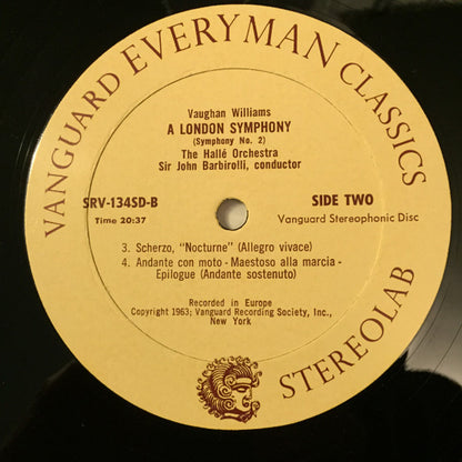Vaughan Williams* - The Hallé Orchestra*, Sir John Barbirolli : A London Symphony (Revised Version) (LP)