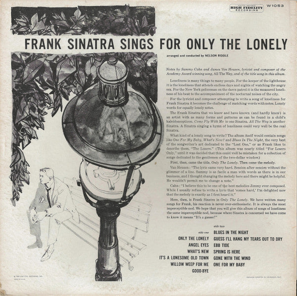 Frank Sinatra : Frank Sinatra Sings For Only The Lonely (LP, Album, Mono, RE, Scr)