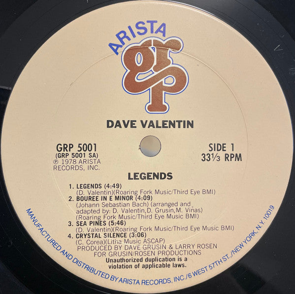 Dave Valentin : Legends (LP, Album)