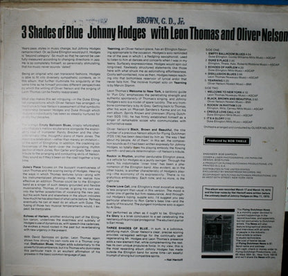 Johnny Hodges With Leon Thomas And Oliver Nelson : 3 Shades Of Blue (LP, Album, Gat)