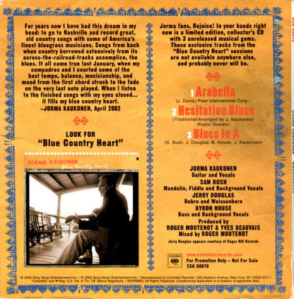 Jorma Kaukonen : Unreleased (CD, Ltd, Promo)