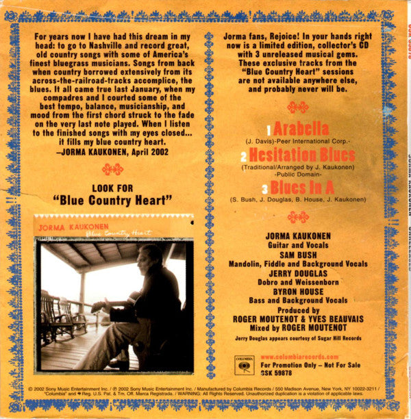 Jorma Kaukonen : Unreleased (CD, Ltd, Promo)