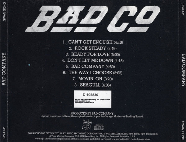 Bad Company (3) : Bad Company (CD, Album, Club, RE, RM)