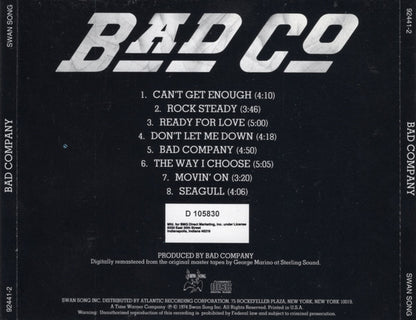 Bad Company (3) : Bad Company (CD, Album, Club, RE, RM)