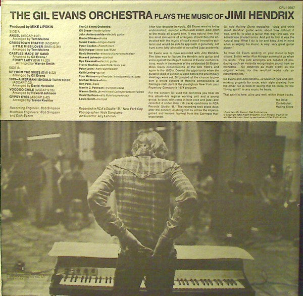 The Gil Evans Orchestra* : Plays The Music Of Jimi Hendrix (LP, Album, Ind)