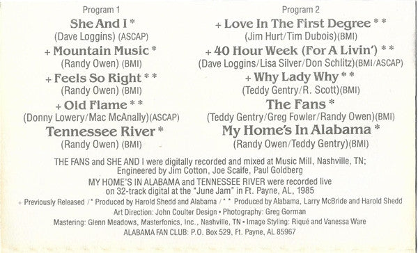Alabama : Alabama Greatest Hits (Cass, Comp)