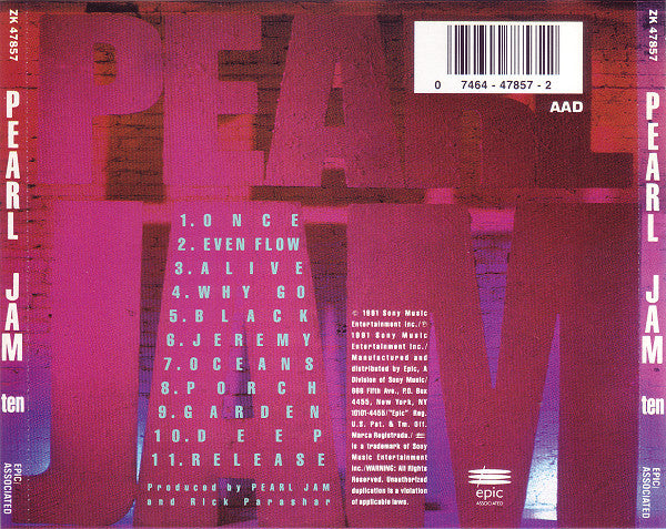 Pearl Jam : Ten (CD, Album, Pit)