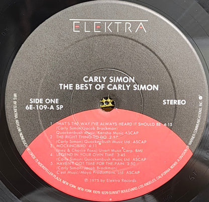 Carly Simon : The Best Of Carly Simon (LP, Comp, RE, SP )