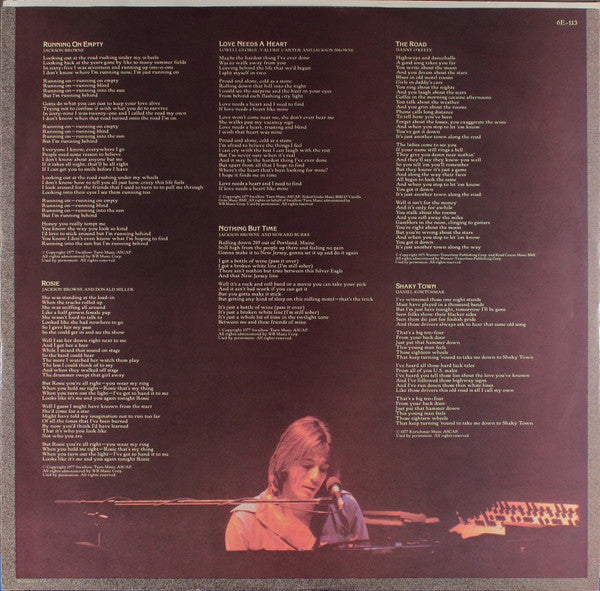 Jackson Browne : Running On Empty (LP, Album, Club, RE, SP )