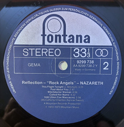 Nazareth (2) : Reflection - Rock Angels (LP, Album, Comp)