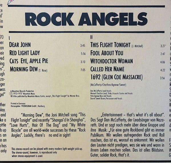Nazareth (2) : Reflection - Rock Angels (LP, Album, Comp)