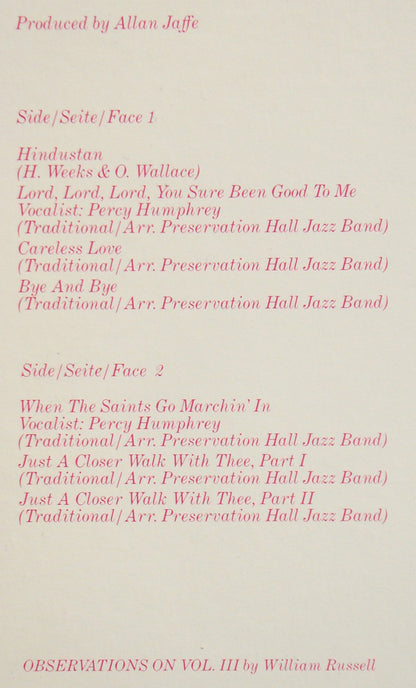 Preservation Hall Jazz Band : When The Saints Go Marchin' In (New Orleans, Vol. III) (LP, Album)