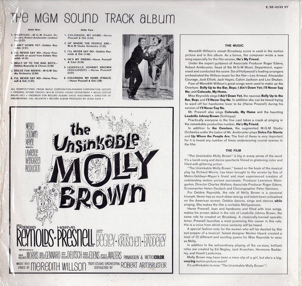 Debbie Reynolds, Harve Presnell , Music And Lyrics By Meredith Willson, MGM Studio Orchestra Conducted By Robert Armbruster : The Unsinkable Molly Brown (The MGM Sound Track Album) (LP, Album, Mono)