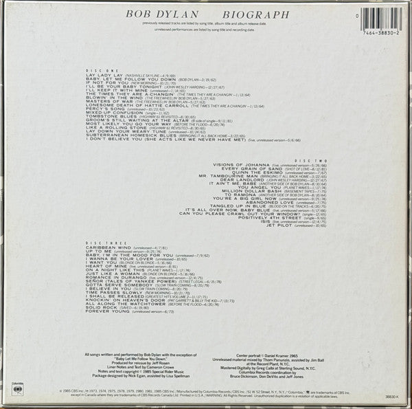 Bob Dylan : Biograph (3xCD, Comp + Box, Dlx)