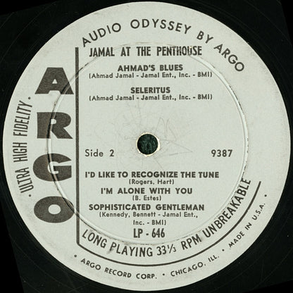 Ahmad Jamal : Jamal At The Penthouse (LP, Album, Mono)