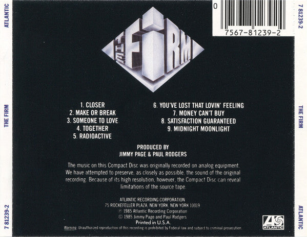 The Firm (7) : The Firm (CD, Album)