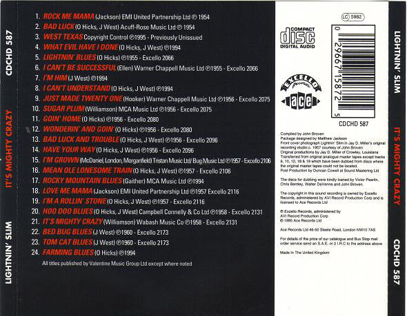 Lightnin' Slim* : It's Mighty Crazy (CD, Comp)
