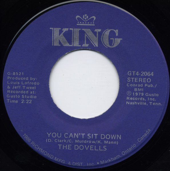 The Dovells : You Can't Sit Down / The Bristol Stomp (7", Single)