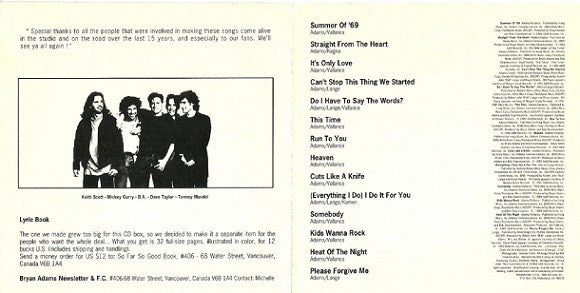 Bryan Adams : So Far So Good (CD, Comp, Club)