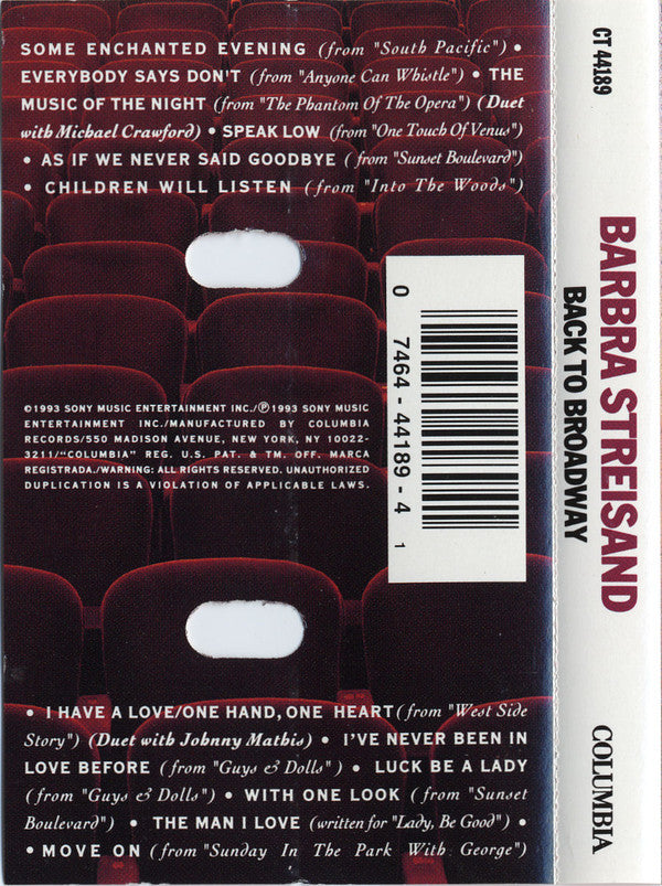 Barbra Streisand : Back To Broadway (Cass, Album)