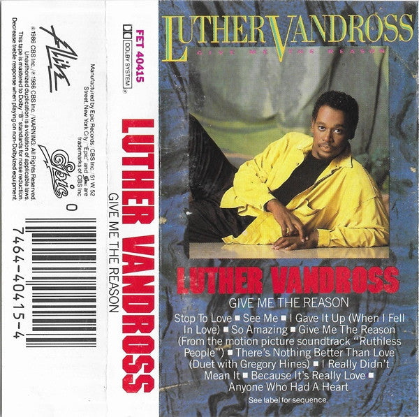 Luther Vandross : Give Me The Reason (Cass, Album)