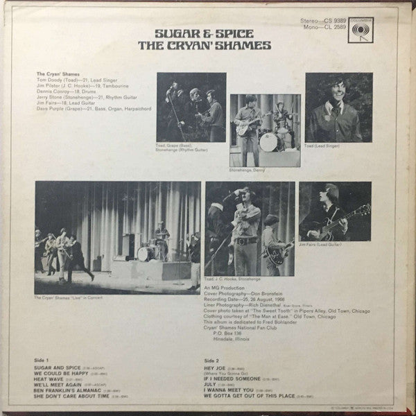 The Cryan' Shames : Sugar & Spice (LP, Album, Mono, Pit)