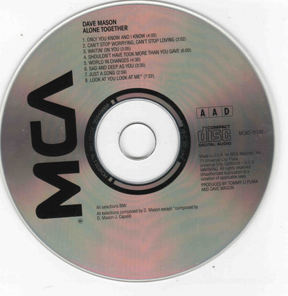 Dave Mason : Alone Together (CD, Album, RE)