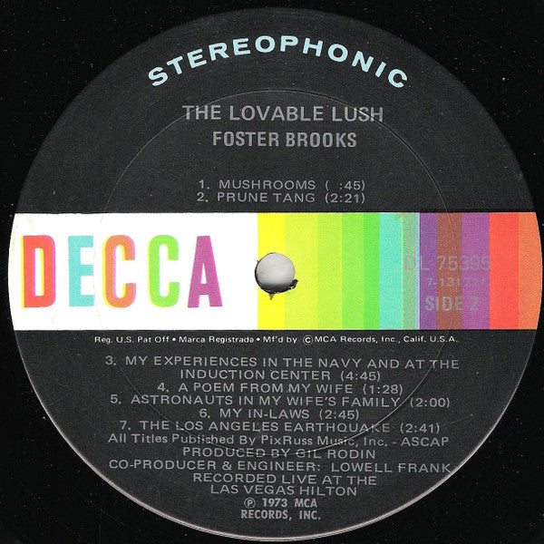 Foster Brooks : The Lovable Lush (LP, Album)