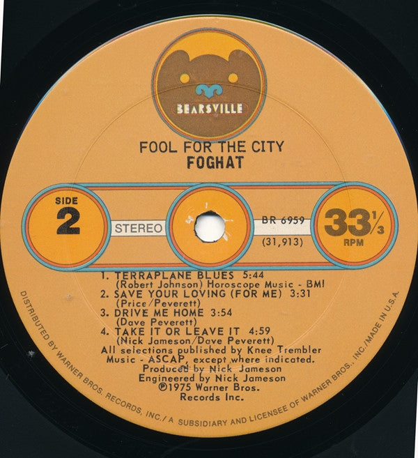 Foghat : Fool For The City (LP, Album, San)