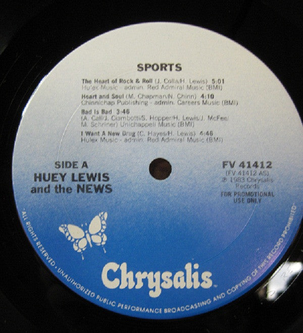 Huey Lewis And The News* : Sports (LP, Album, Promo, Pit)